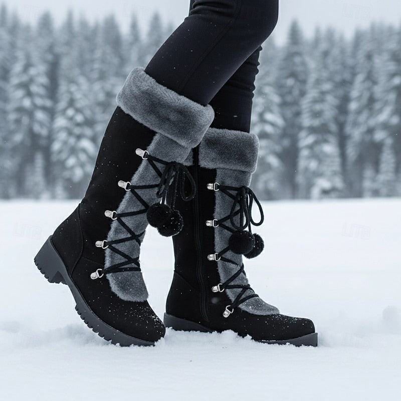 Brévanie | Femme Bottes de Neige Montantes Fourrure - Black - Image 1