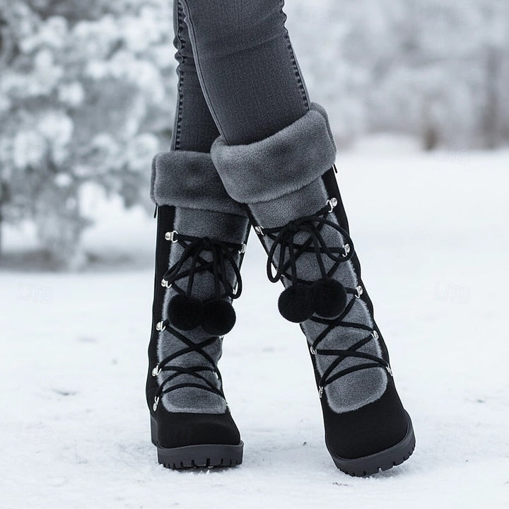 Brévanie | Femme Bottes de Neige Montantes Fourrure - Black - Image 4