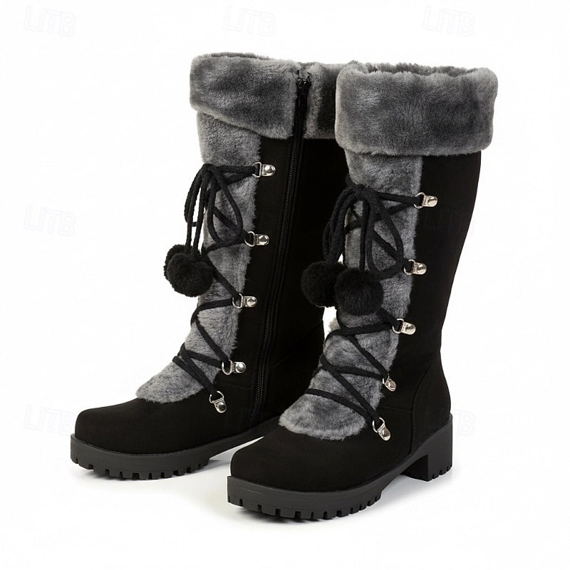 Brévanie | Femme Bottes de Neige Montantes Fourrure - Black - Image 5