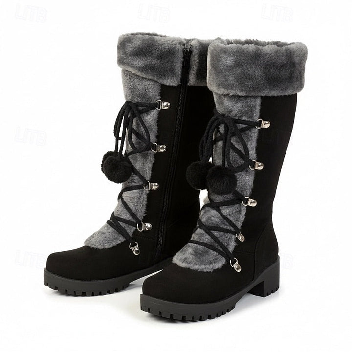 Brévanie | Femme Bottes de Neige Montantes Fourrure - Black - Image 5