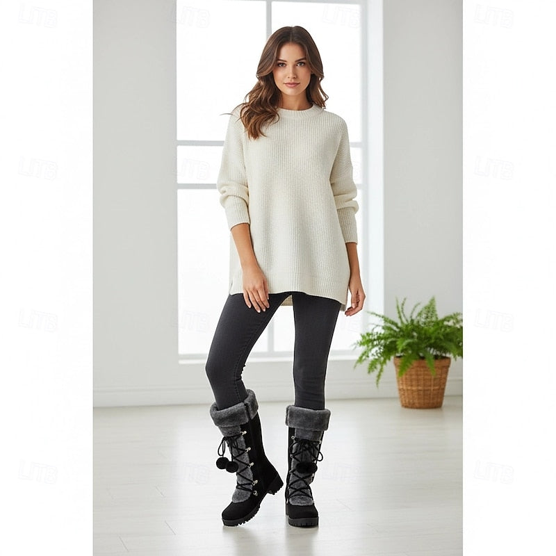Brévanie | Femme Bottes de Neige Montantes Fourrure - Black - Image 8