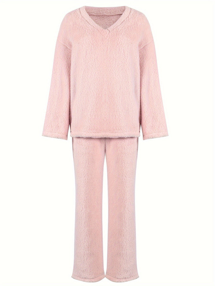 Brévèle | Femme Ensemble Loungewear Polaire Col V - Lilac - Image 16