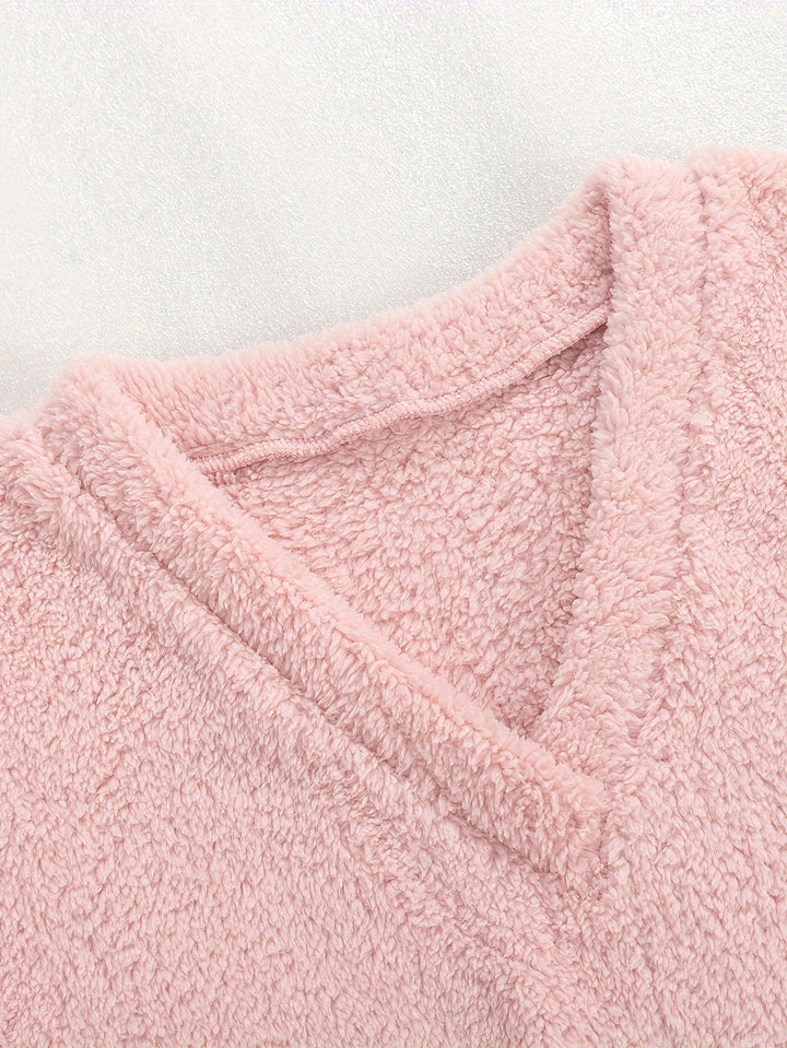 Brévèle | Femme Ensemble Loungewear Polaire Col V - Lilac - Image 19