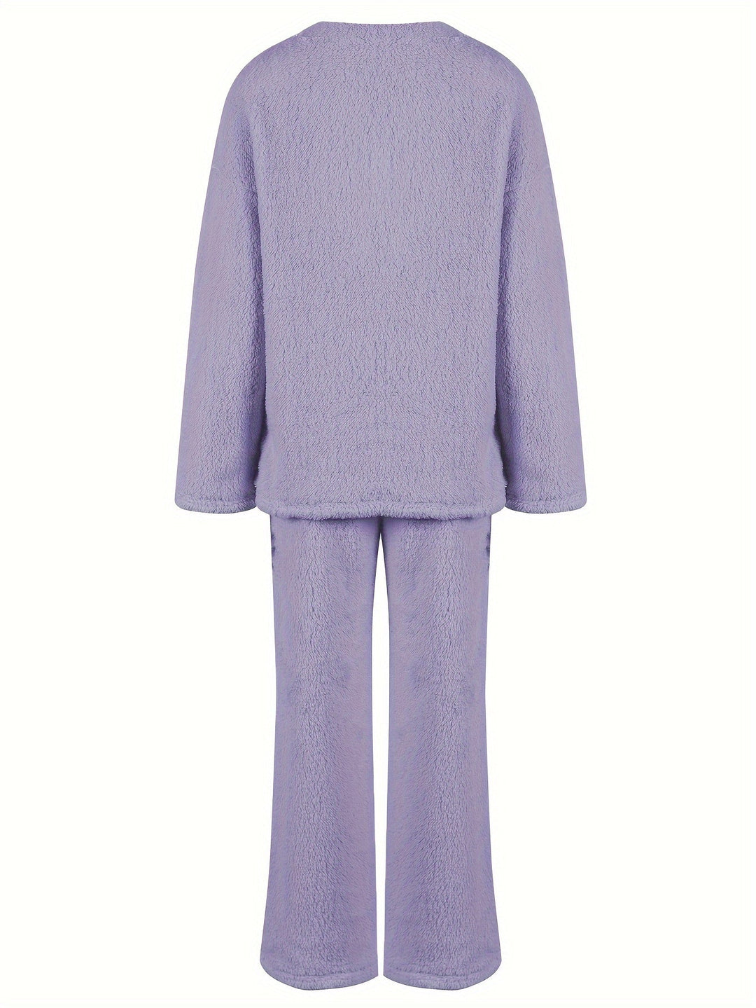Brévèle | Femme Ensemble Loungewear Polaire Col V - Lilac - Image 4