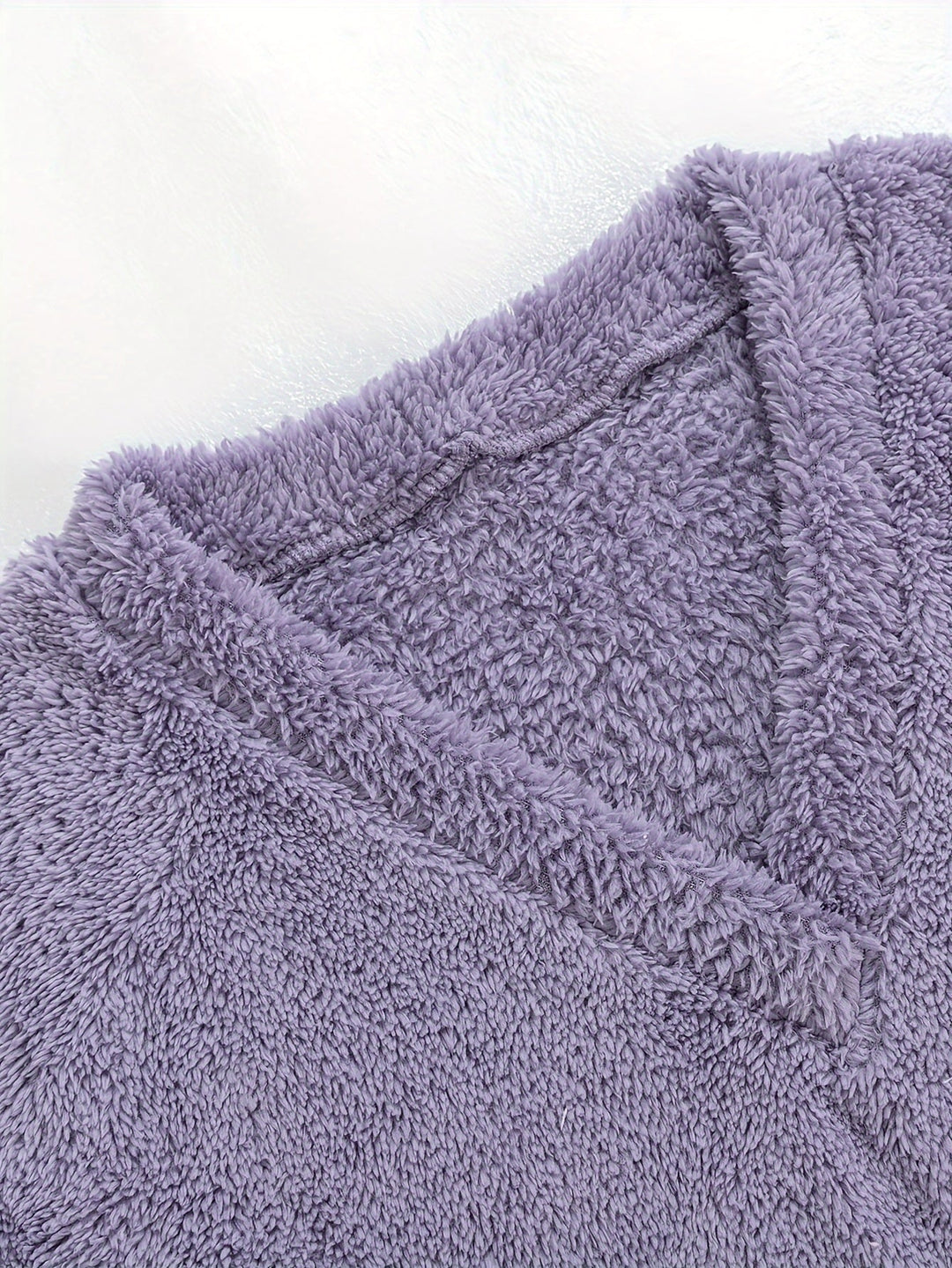 Brévèle | Femme Ensemble Loungewear Polaire Col V - Lilac - Image 5