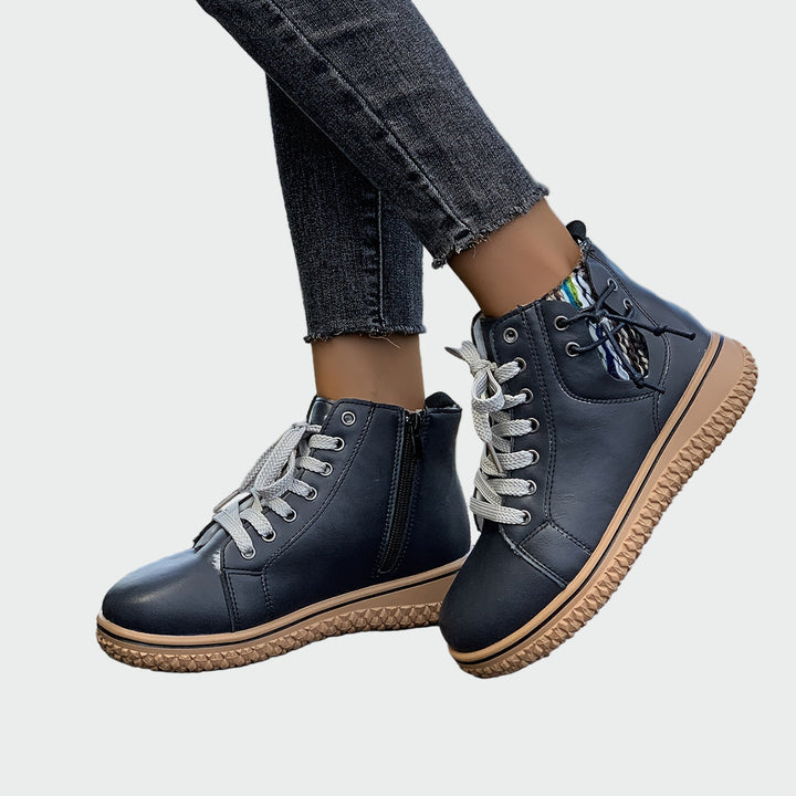 Brévonde | Femme Bottines à Lacets Plateforme - Navy - Image 1