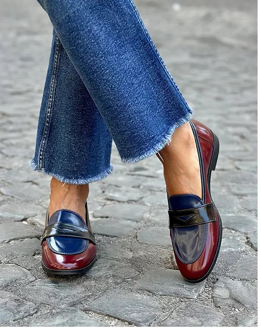 Bryvane | Mocassin Femme Penny Loafer Bicolore Plat - Image 1