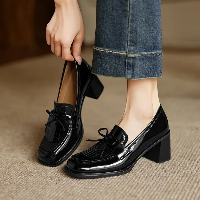 Calantha | Women's Block Heel Tassel Loafer Pumps - Image 1