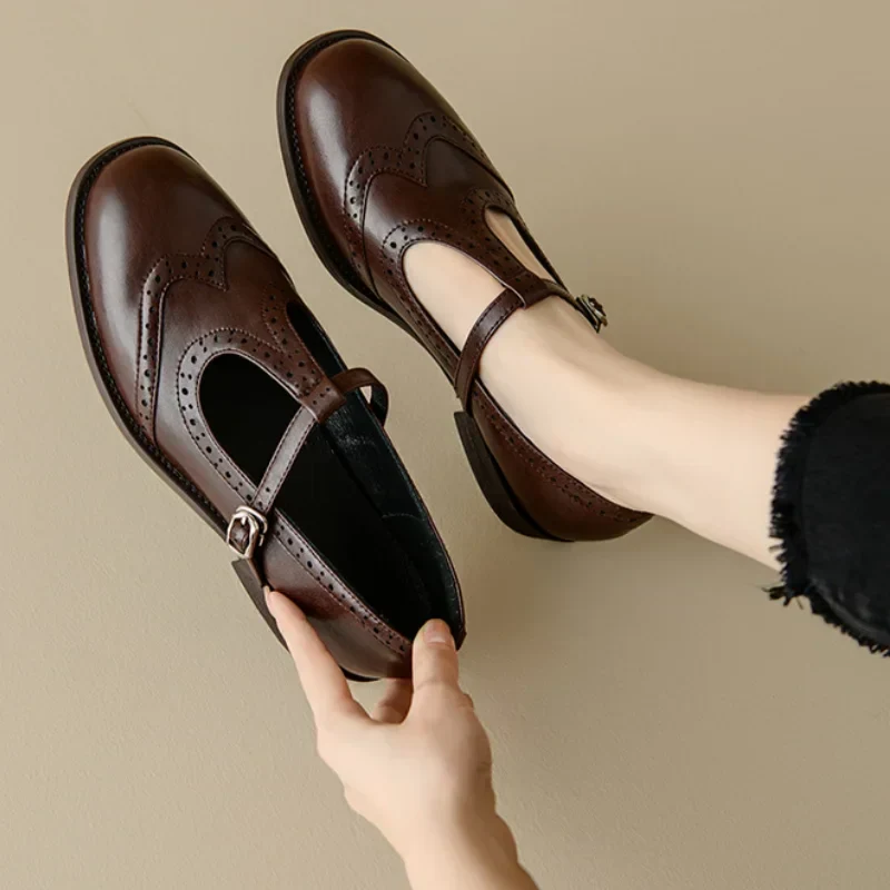 Calliope | Women's T-Strap Mary Jane Low Block Heel Shoes - Image 1