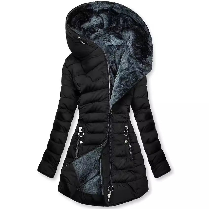 Élowarde | Femme Manteau Matelassé Capuche Fourrure