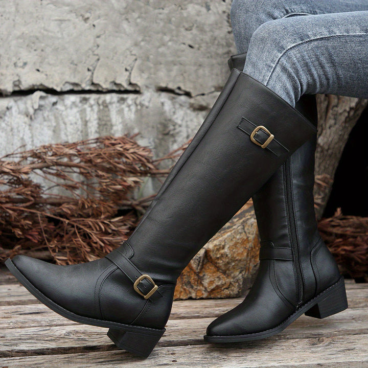 Tharvane | Femme Bottes Cavalières Hauteur Genou - Black - Image 1