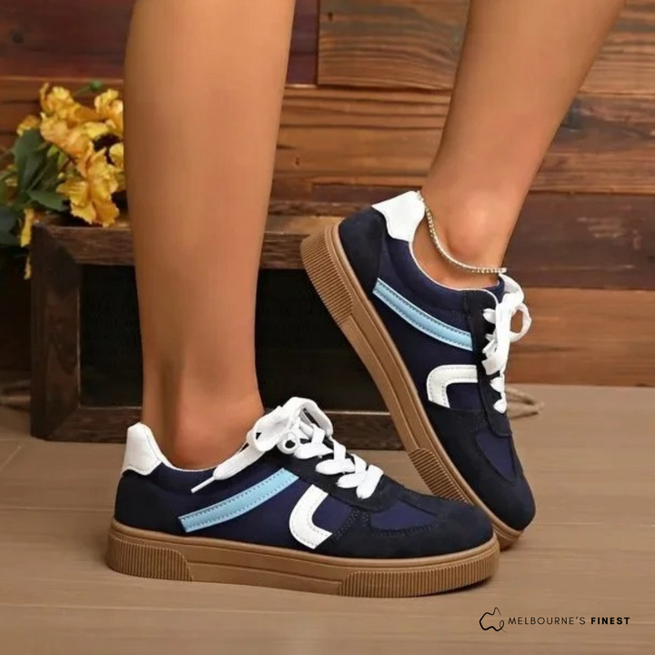 Calvène | Basket Femme Semelle Gomme Style Rétro - Navy - Image 1