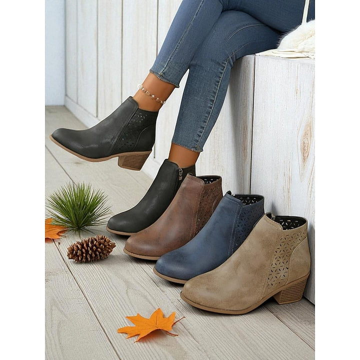 Calvène | Bottines Femme Talon Bloc Découpes - Image 1