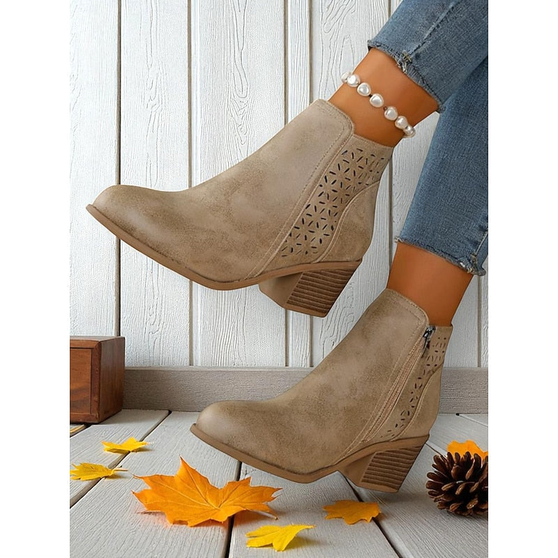 Calvène | Bottines Femme Talon Bloc Découpes - Image 10