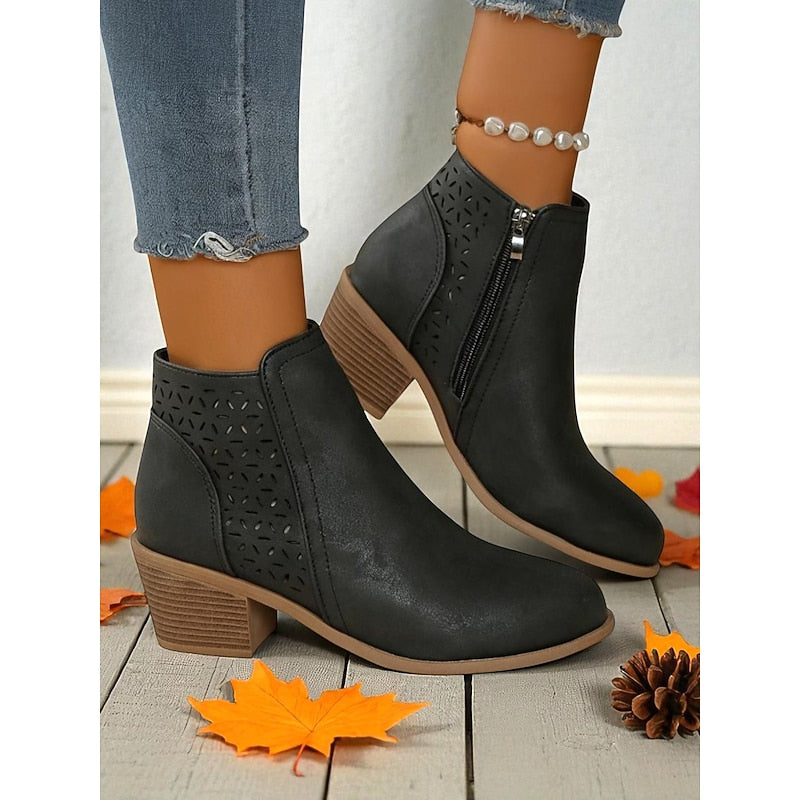 Calvène | Bottines Femme Talon Bloc Découpes - Image 11