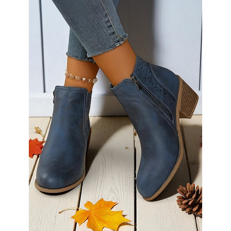 Calvène | Bottines Femme Talon Bloc Découpes - Image 12