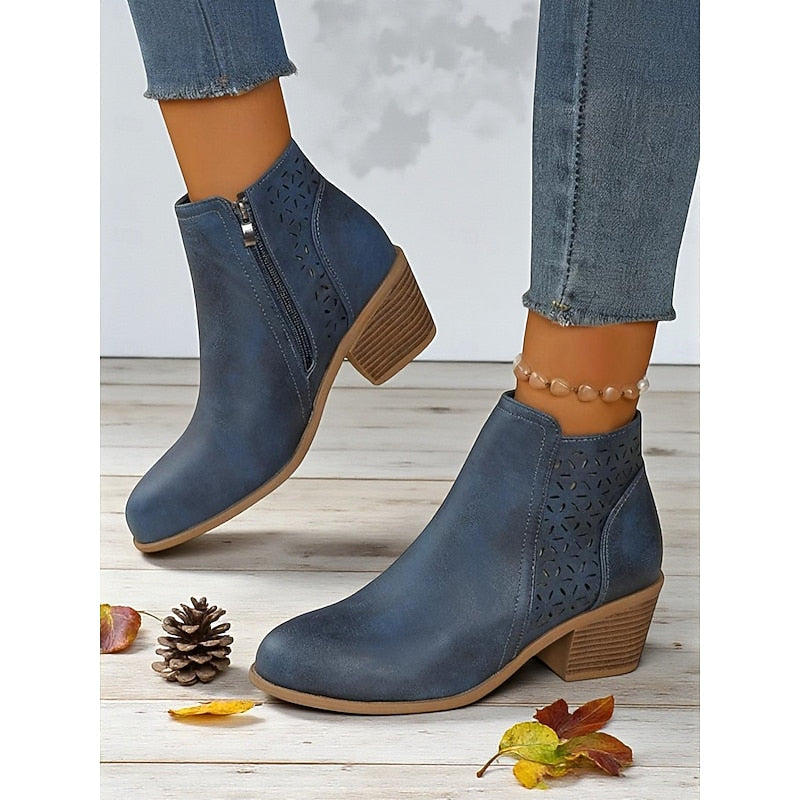 Calvène | Bottines Femme Talon Bloc Découpes - Image 13