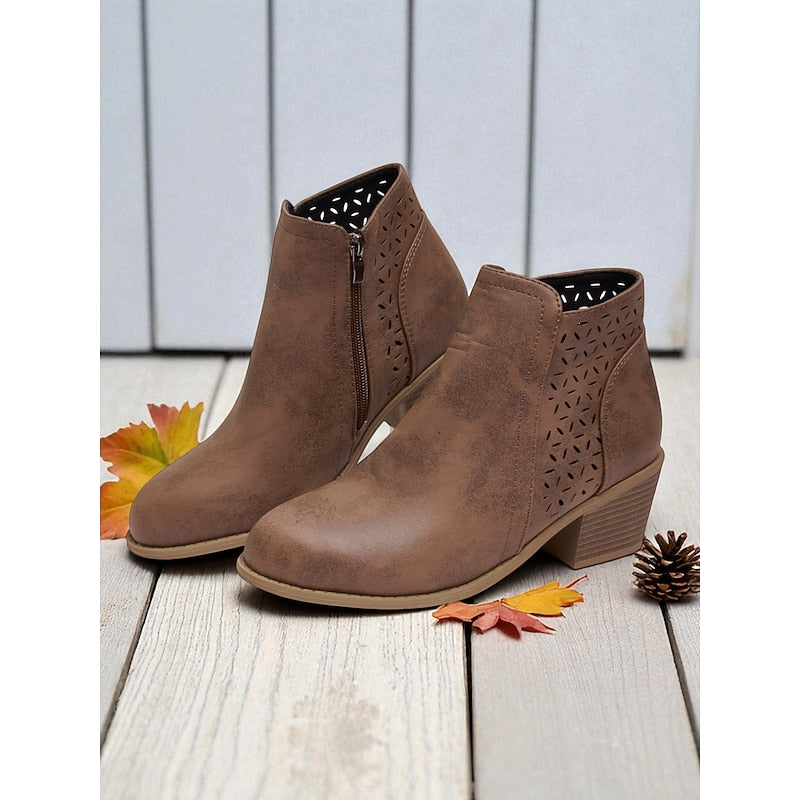 Calvène | Bottines Femme Talon Bloc Découpes - Image 2