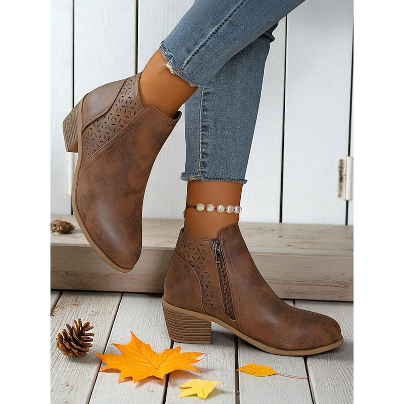 Calvène | Bottines Femme Talon Bloc Découpes - Image 3