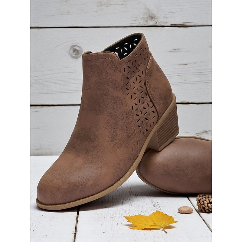Calvène | Bottines Femme Talon Bloc Découpes - Image 4