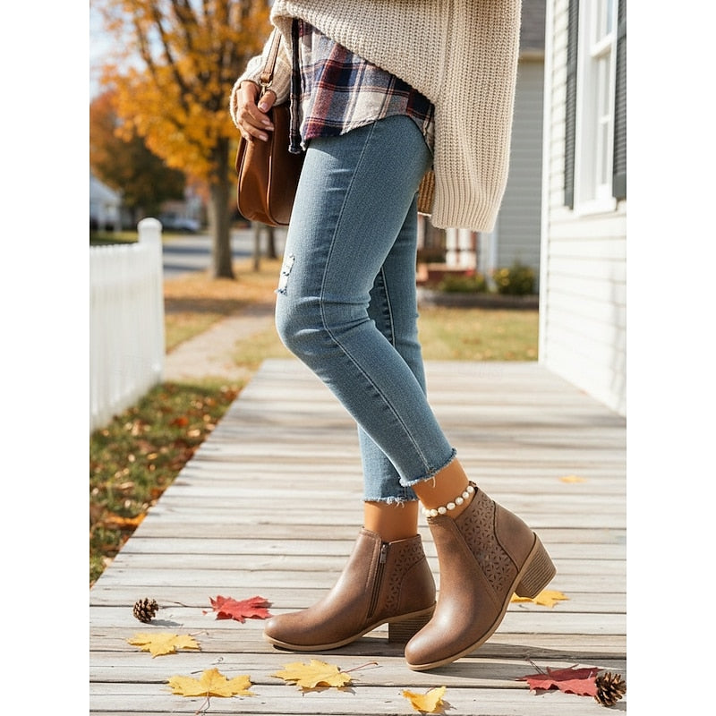 Calvène | Bottines Femme Talon Bloc Découpes - Image 6