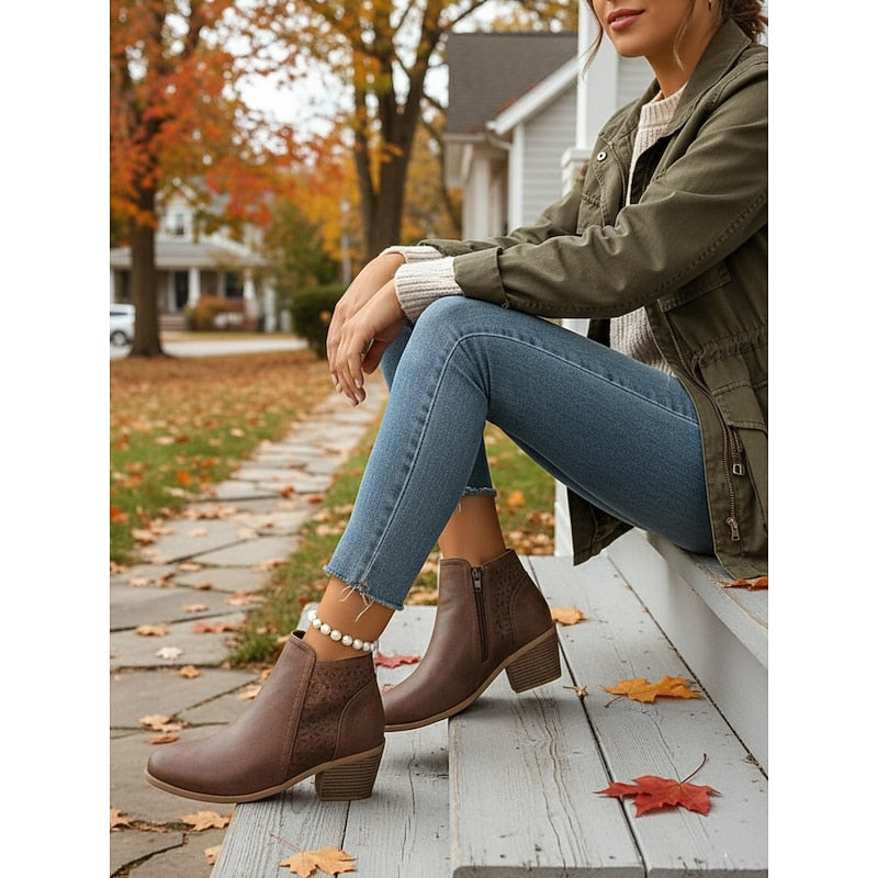 Calvène | Bottines Femme Talon Bloc Découpes - Image 7