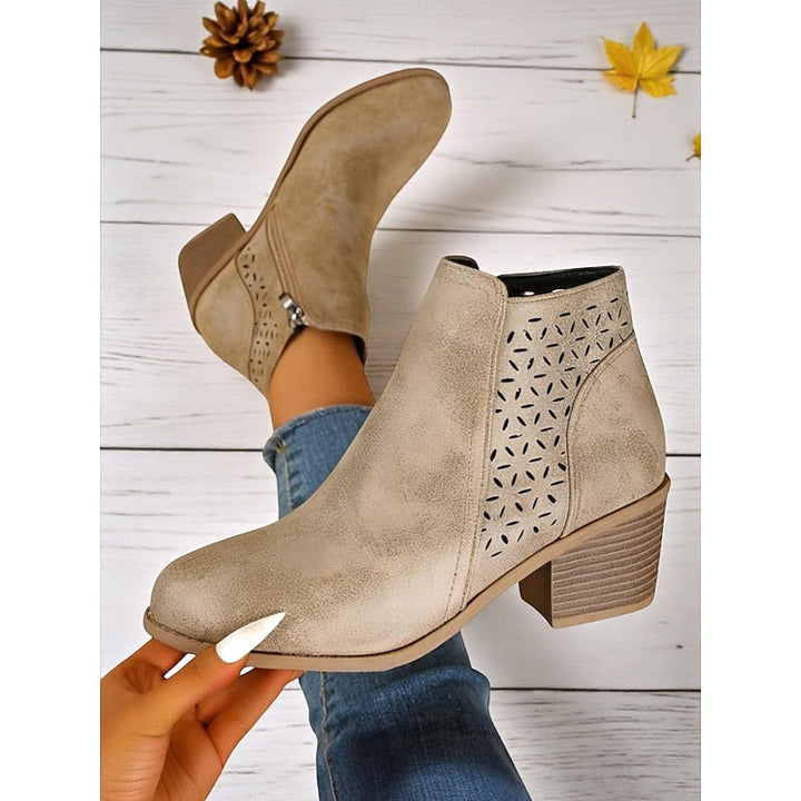 Calvène | Bottines Femme Talon Bloc Découpes - Image 8