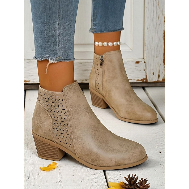 Calvène | Bottines Femme Talon Bloc Découpes - Image 9