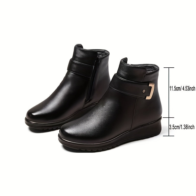 Calvène | Bottines Fourrées Femme Cuir Noir Boucle - Black - Image 4