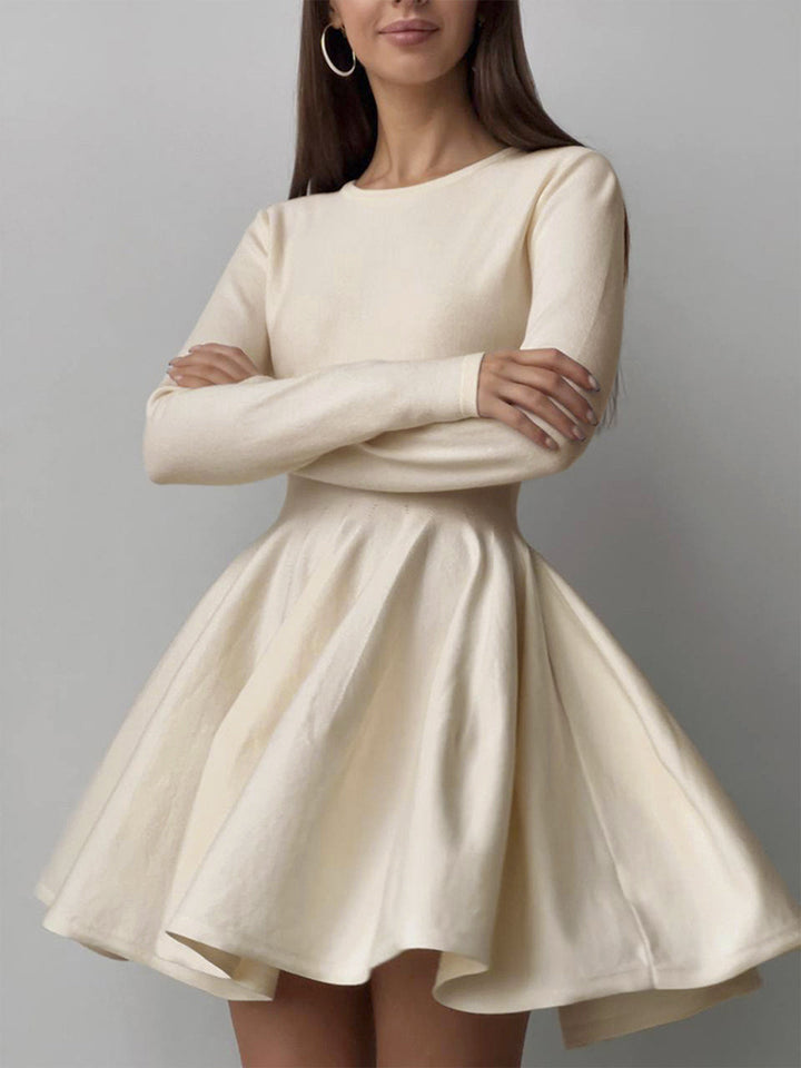 Calvène | Femme Robe Patineuse Manches Longues Crème - Cream - Image 1