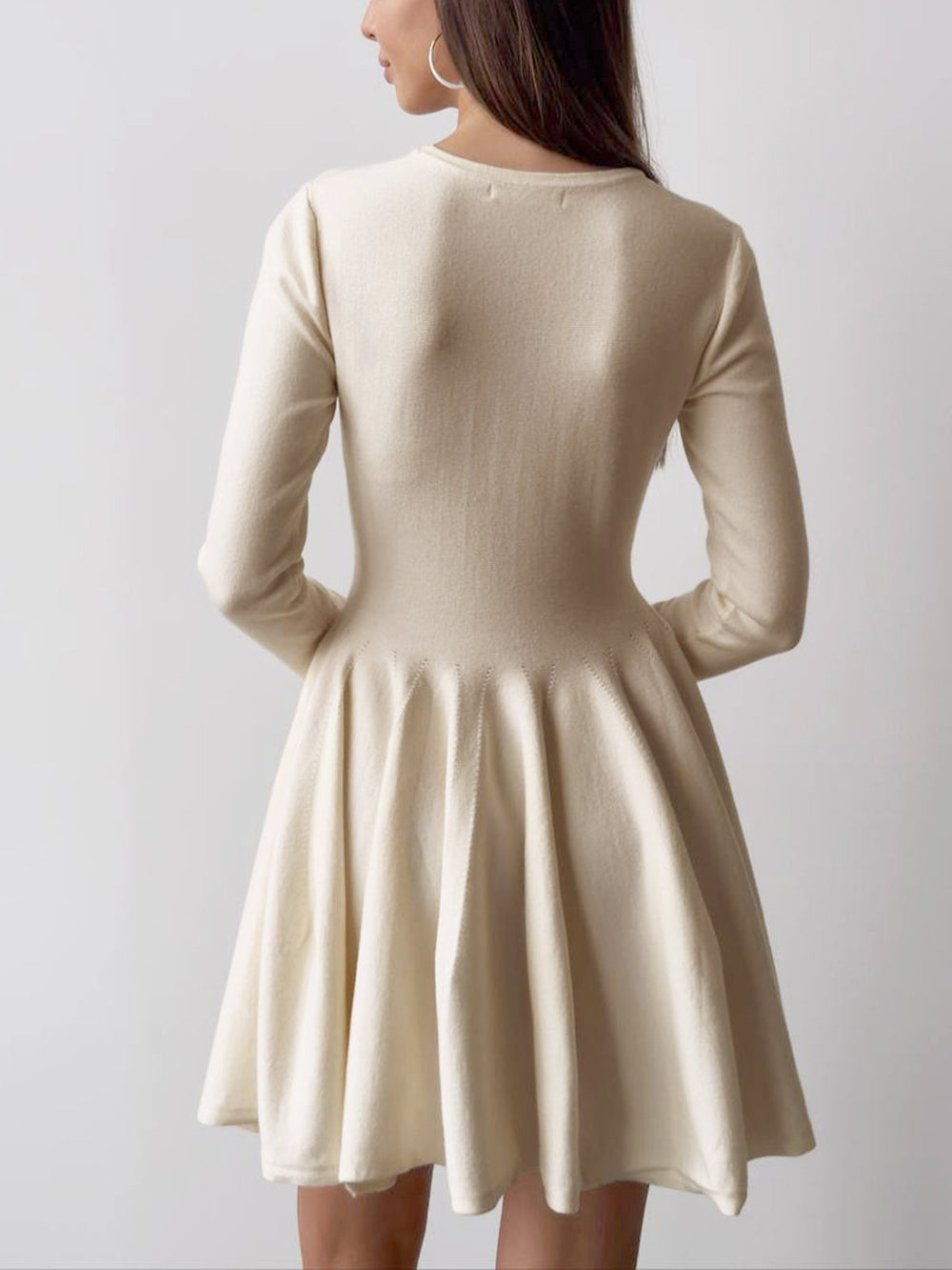 Calvène | Femme Robe Patineuse Manches Longues Crème - Cream - Image 2