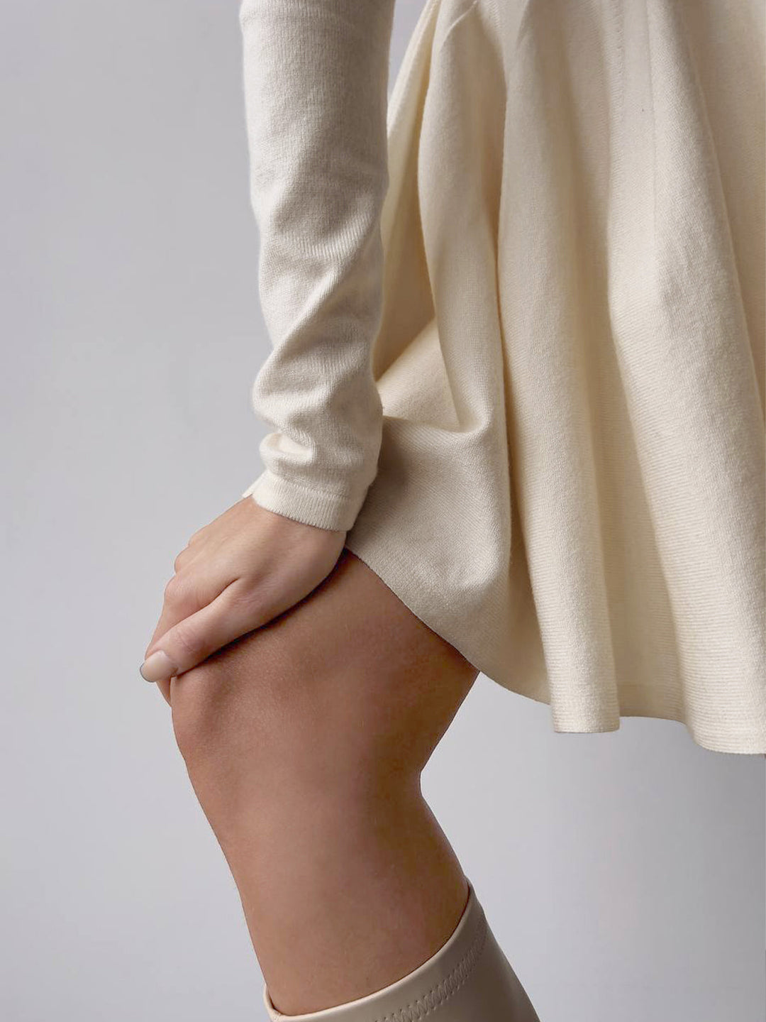 Calvène | Femme Robe Patineuse Manches Longues Crème - Cream - Image 3