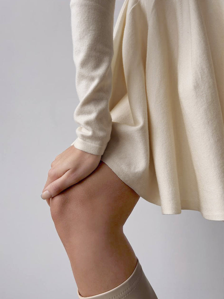Calvène | Femme Robe Patineuse Manches Longues Crème - Cream - Image 3
