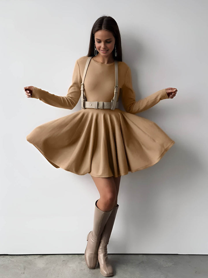 Calvène | Femme Robe Patineuse Manches Longues Crème - Cream - Image 6
