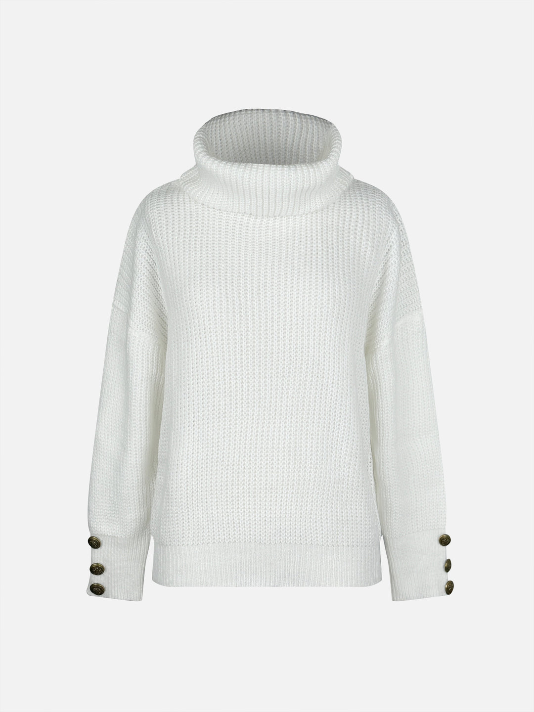 Calvène | Pull Femme Col Bénitier Côtelé Boutons - White - Image 5