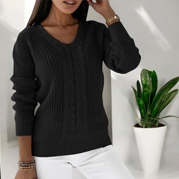 Calvène | Pull Femme Col Rond Torsadé Manches Longues - Blue - Image 2