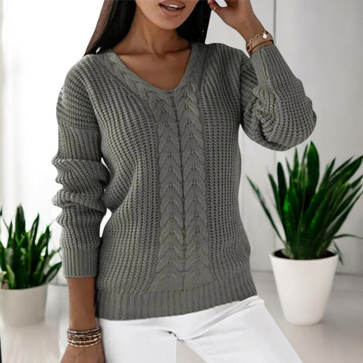 Calvène | Pull Femme Col Rond Torsadé Manches Longues - Blue - Image 6