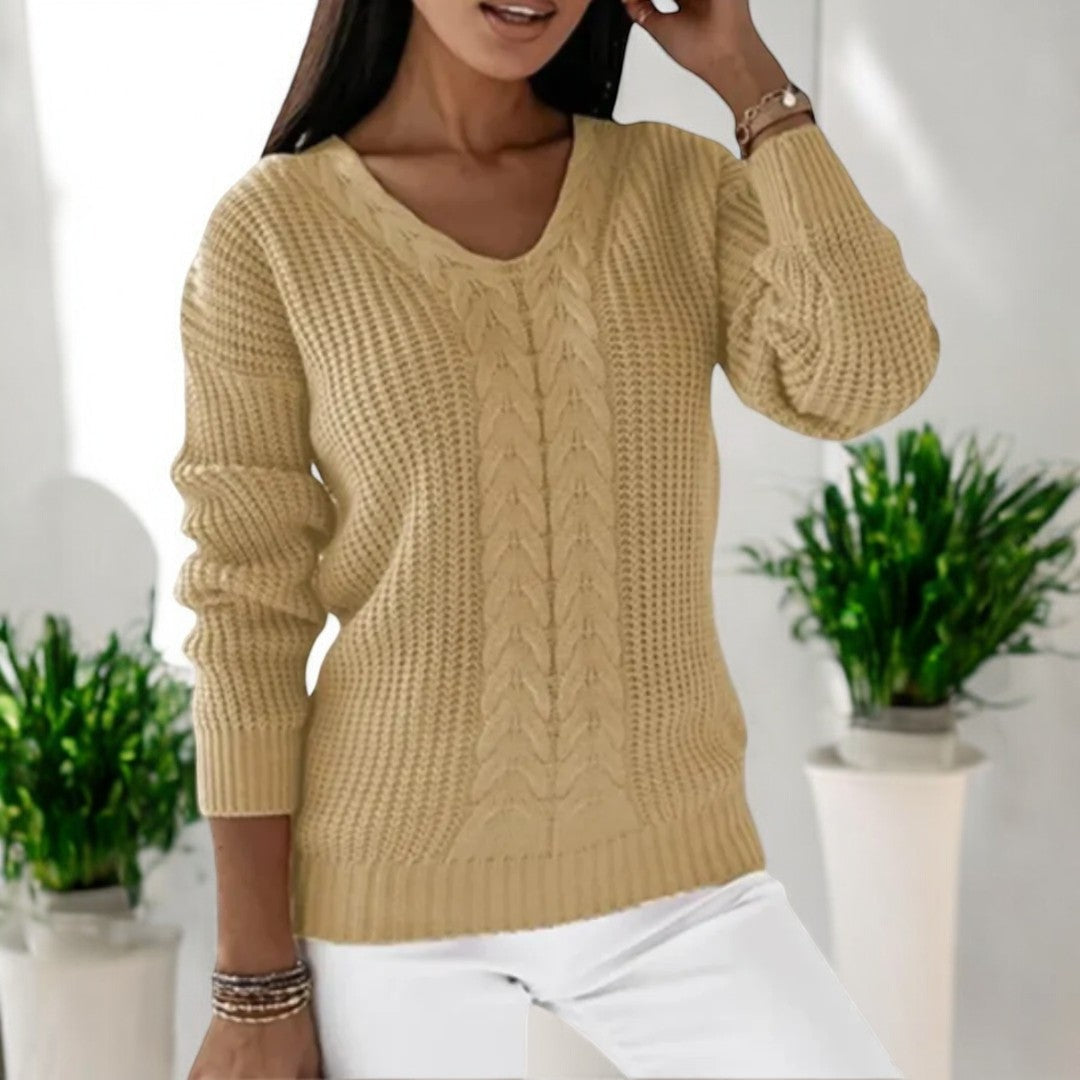 Calvène | Pull Femme Col Rond Torsadé Manches Longues - Blue - Image 7