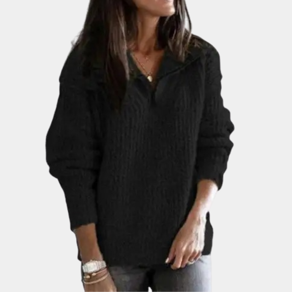 Calvène | Pull Femme Demi-Zip Tricoté - Dark Grey - Image 4