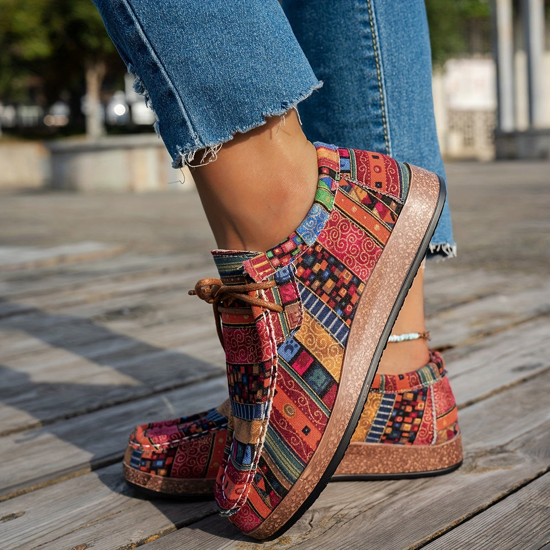 Calvène | Sneaker Femme Motif Ethnique Plateforme - Image 1