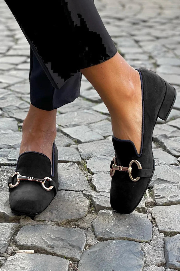 Calvère | Mocassins Femme Noirs Talon Bloc Bas - Black - Image 1
