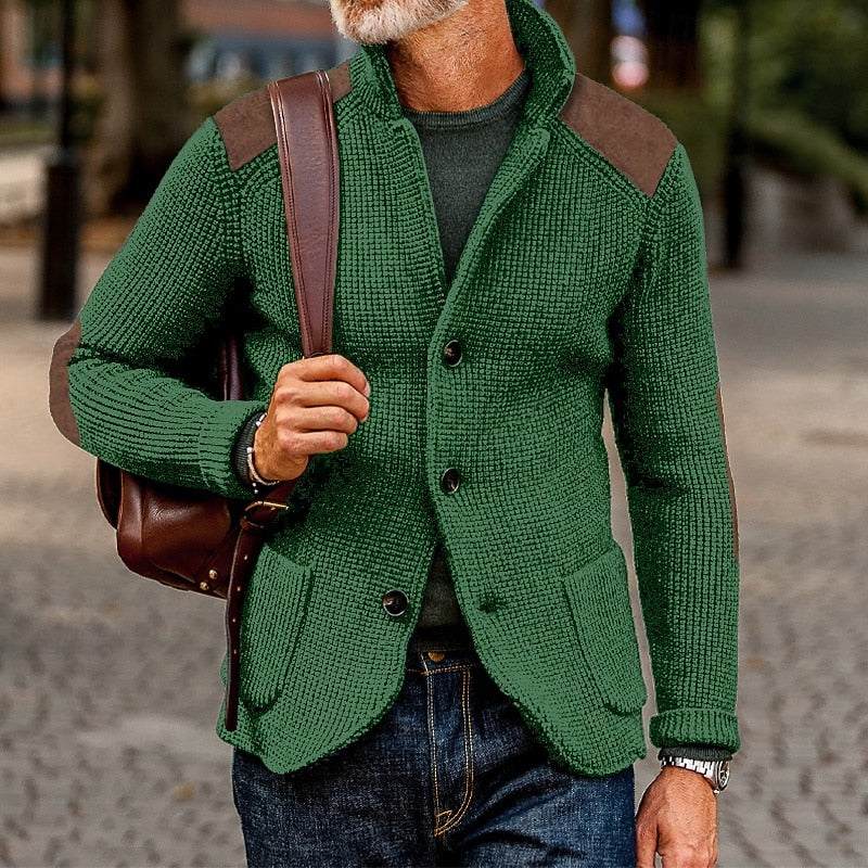 Calvrien | Homme Cardigan Tricoté Patches Suède - Image 10