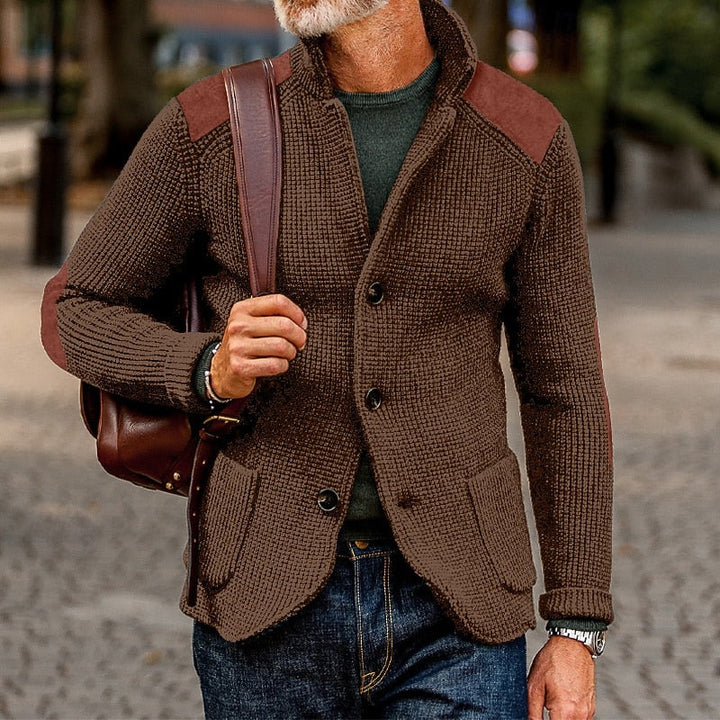 Calvrien | Homme Cardigan Tricoté Patches Suède - Image 4