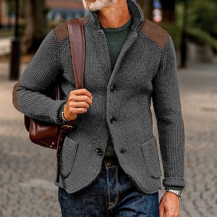 Calvrien | Homme Cardigan Tricoté Patches Suède - Image 5