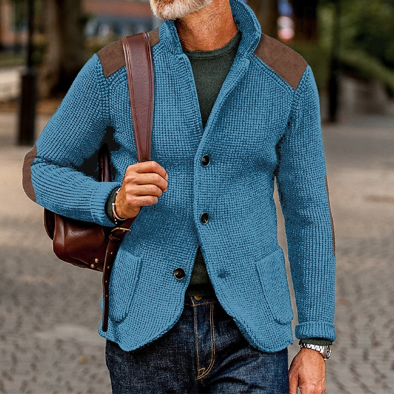 Calvrien | Homme Cardigan Tricoté Patches Suède - Image 7