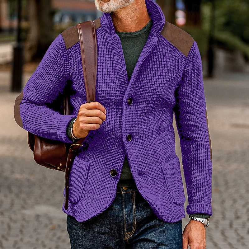 Calvrien | Homme Cardigan Tricoté Patches Suède - Image 8