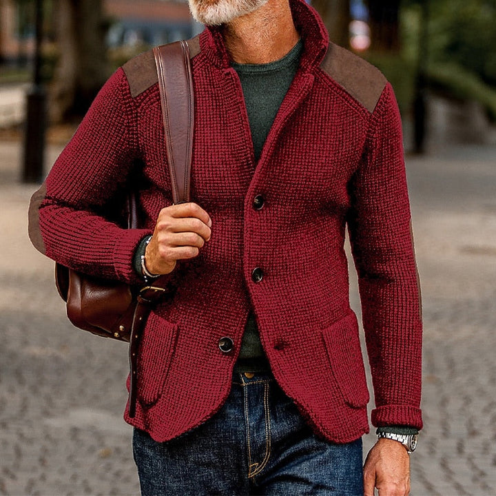 Calvrien | Homme Cardigan Tricoté Patches Suède - Image 9