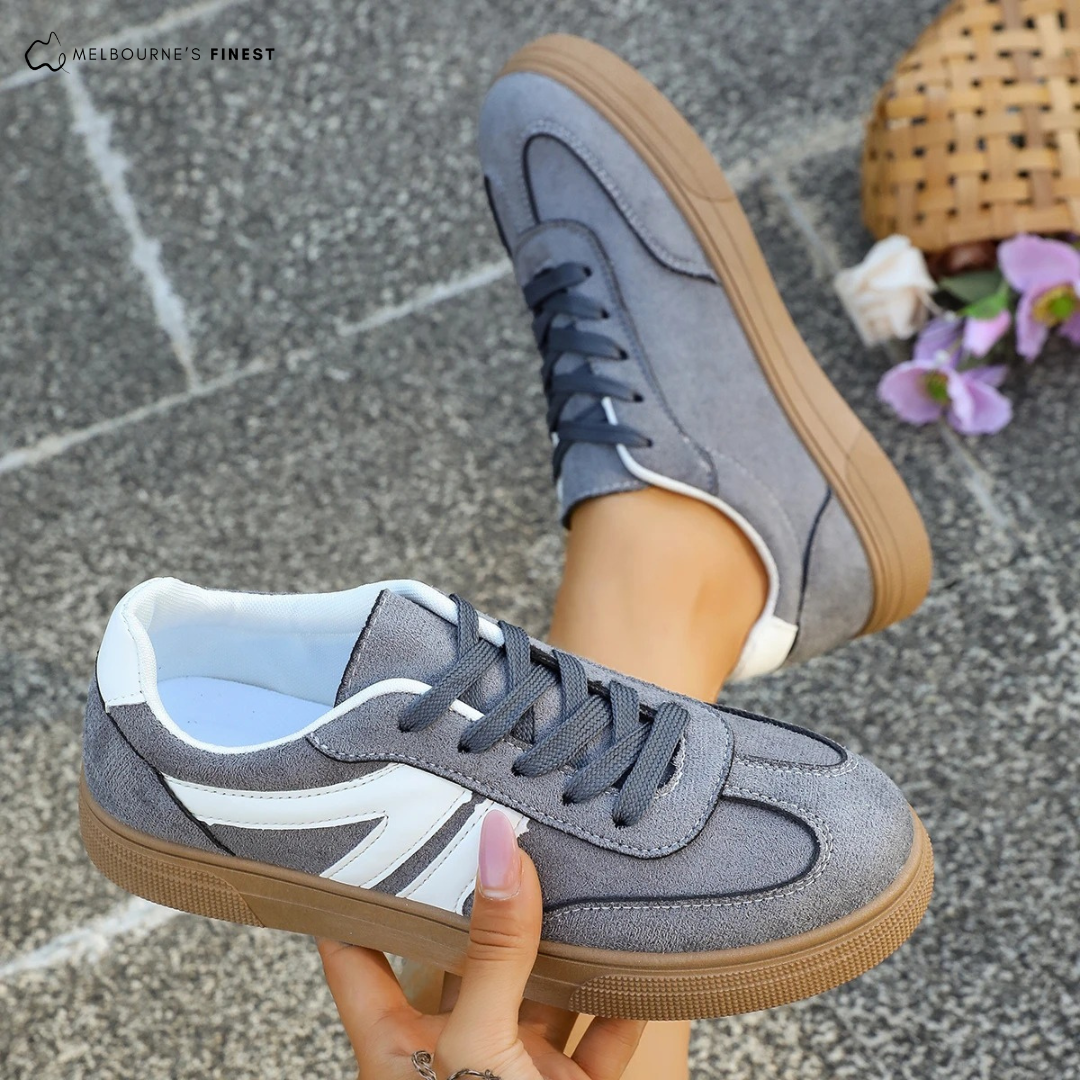 Calvyne | Basket Femme Semelle Gomme Style Rétro - Grey - Image 1
