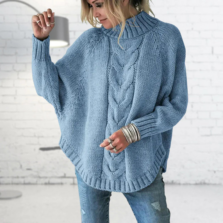 Célandre | Pull Femme Oversize Torsadé Col Montant - Light Blue - Image 1