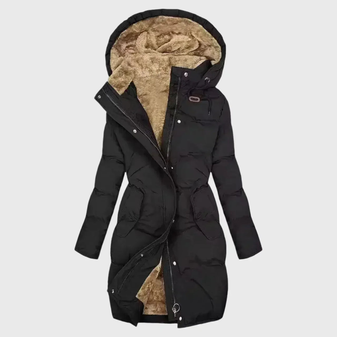 Célavorne | Femme Manteau Matelassé Capuche Doublure Polaire - Black - Image 5